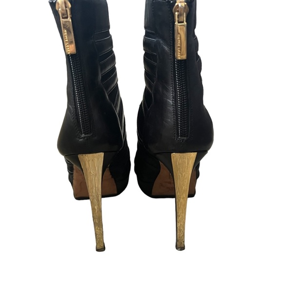 Herve Leger Leather Open Toe Ankle Black Booties Size 39/9 - Picture 6 of 15